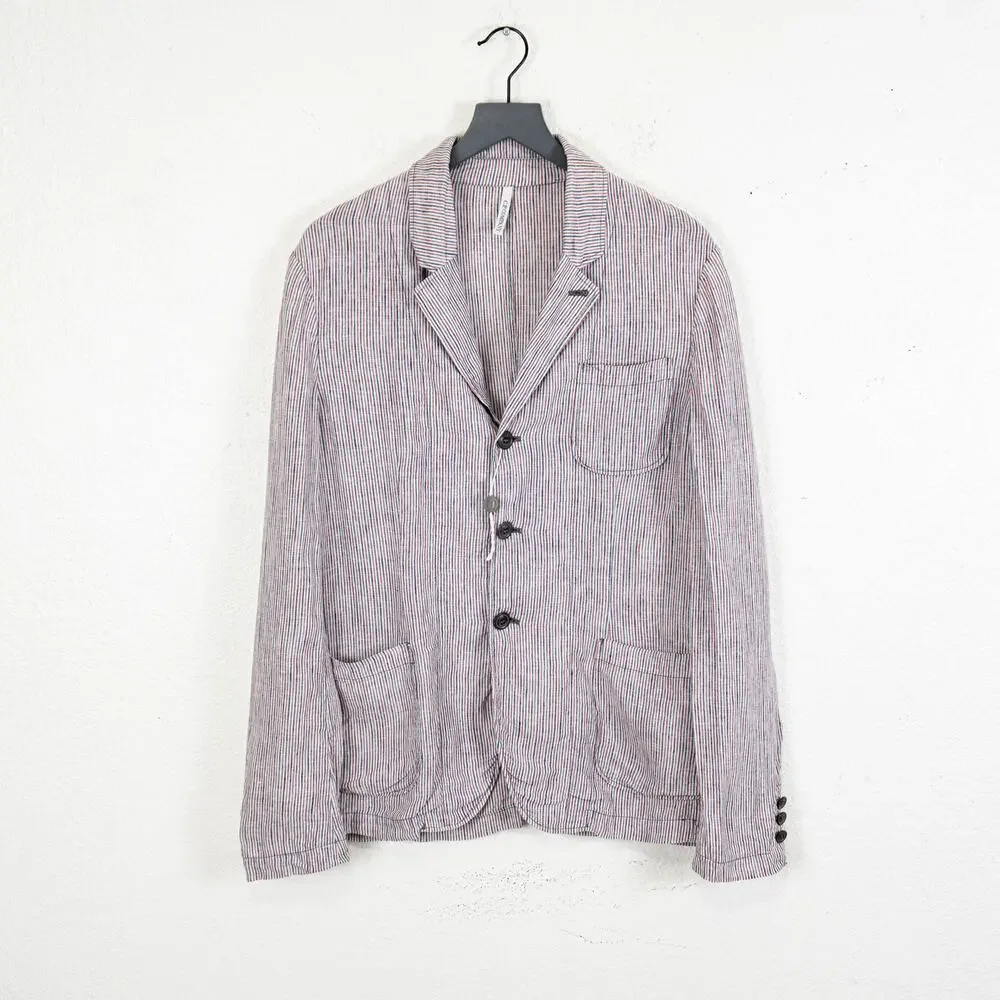 CP COMPANY Linen Unstructured Blazer Jacket Red Blue striped size 50IT 40US